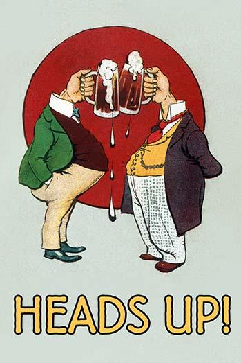Vintage German postcard poster print of two men toasting drinks.