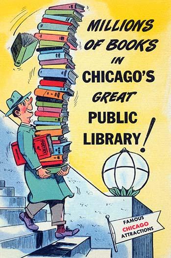 Chicago Public Library Travel Poster Print featuring a patron.
