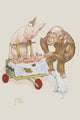 Gran'pop children's book illustration featuring a sow and a monkey by Lawson Wood.