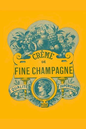 Champagne Label Poster Print showcasing vintage design.