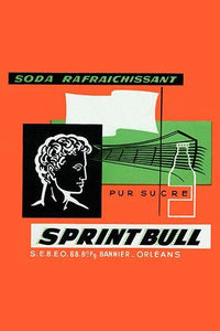 Vintage French soda label art print featuring Greek Olympian.