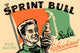 Vintage French soda label poster print depicting a runner holding a bottled drink.