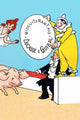 BN Biscuit advertising poster print featuring clown, ringmaster, and pig.