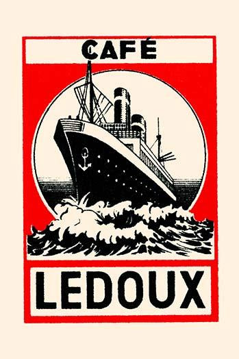 Vintage Ocean Transport Coffee Matchbox Label Poster Print