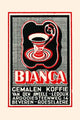 Vintage coffee cup and saucer matchbox label poster print.