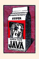 Super Java Coffee Poster Print featuring Arab on camel next to palm tree.