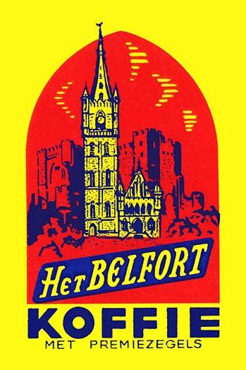 Vintage Matchbox Coffee Label Poster Print with Tower Building