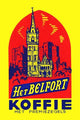Vintage Matchbox Coffee Label Poster Print with Tower Building