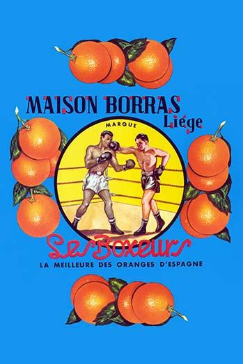 Spanish Fruit Crate Label for Oranges vintage boxing poster print.