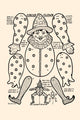 Circus clown pull toy woodworking pattern poster print by Michael C. Dank