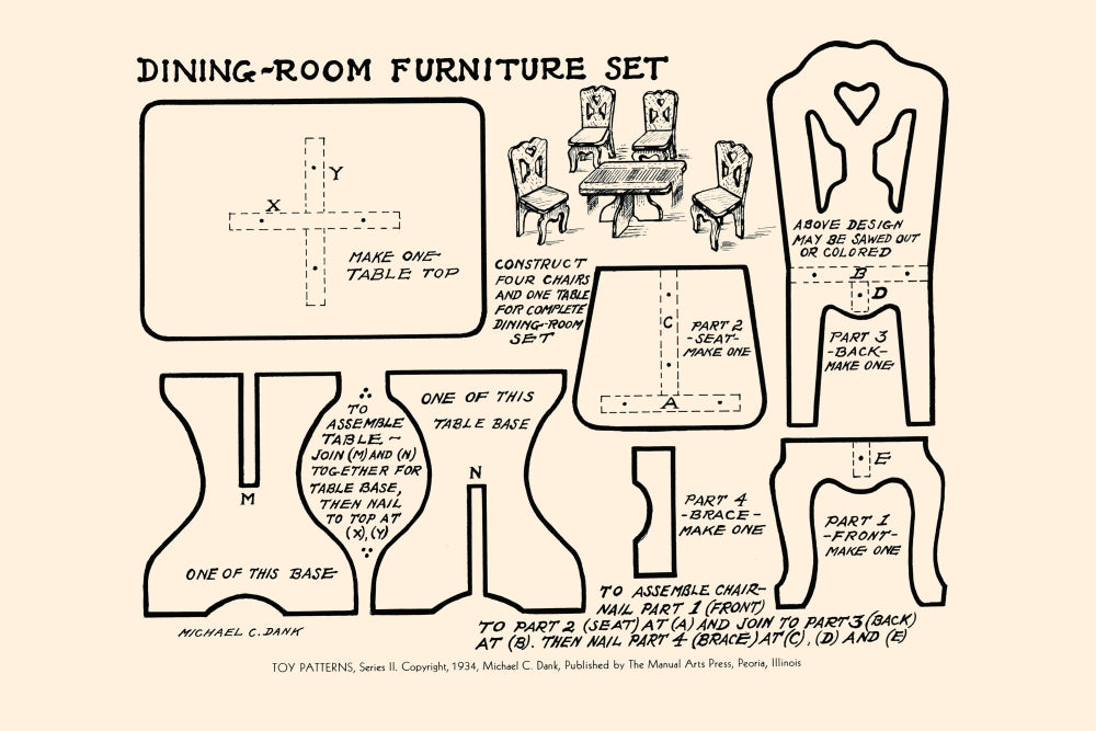 Woodworking Toy Patterns Poster Print by Michael C. Dank showcasing intricate designs