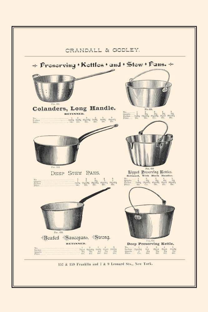 Crandall & Godley wholesale catalog page poster print featuring vintage bakery and hotel supplies