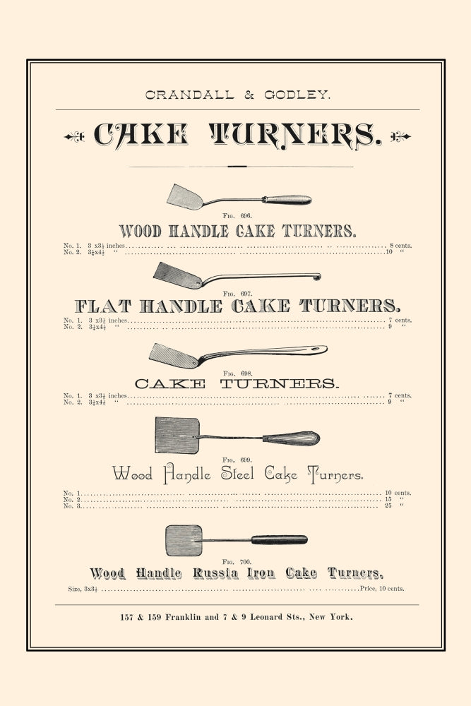 Vintage Crandall & Godley Catalog Page Poster Print showcasing baking and confectionery supplies