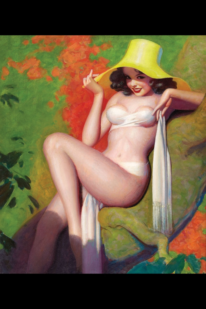 Up the Tree poster print by Enoch Bolles, a vintage pin-up art piece from the 1930s.