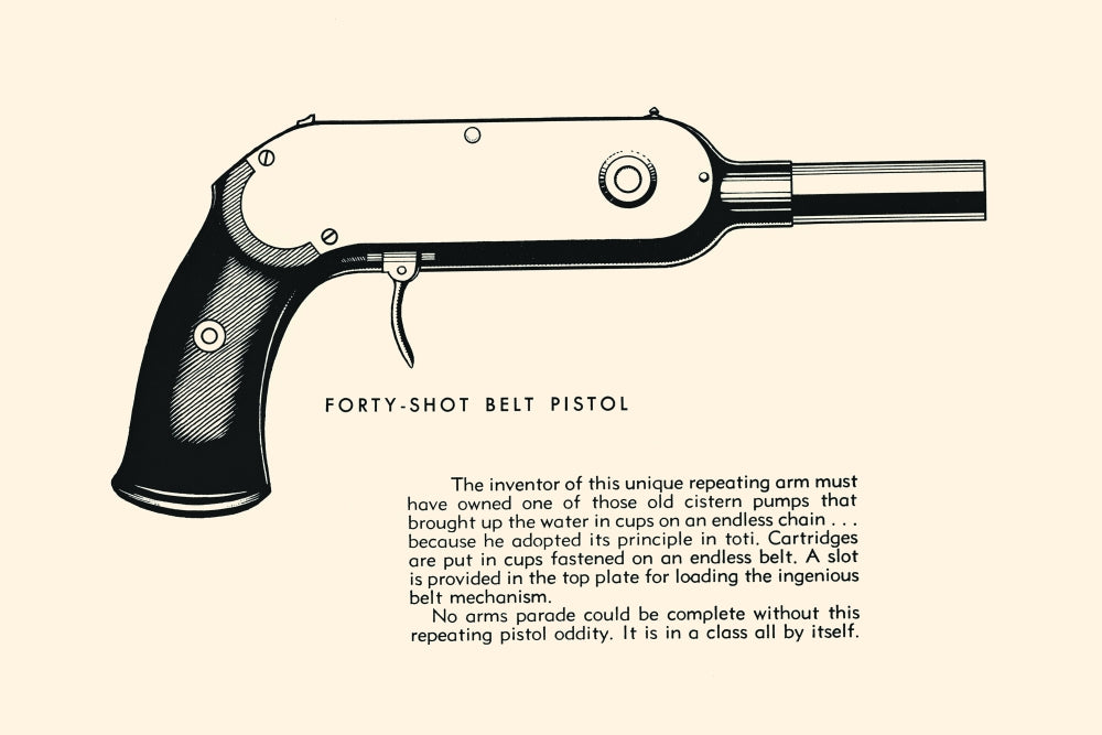 Illustrated page from a book on the history of guns poster print.