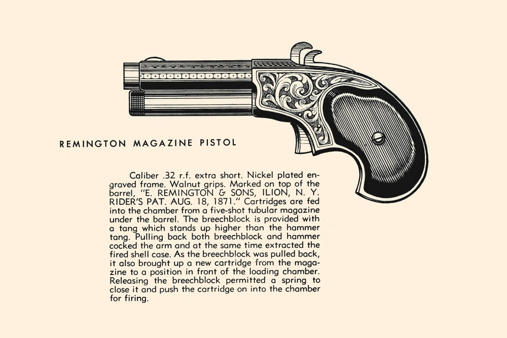 Illustrated page from a book on the history of guns poster print.