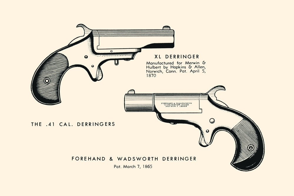 Illustrated page of gun history poster print showcasing intricate designs.