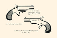 Illustrated page of gun history poster print showcasing intricate designs.