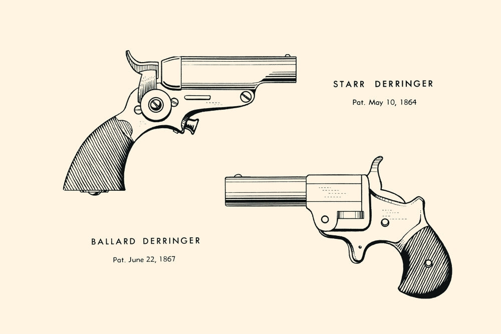 Illustrated page from a historical book on guns, poster print.