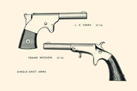 Illustrated page from a book on the history of guns poster print