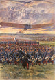 French Troops and Airplane Poster Print depicting historical military support.