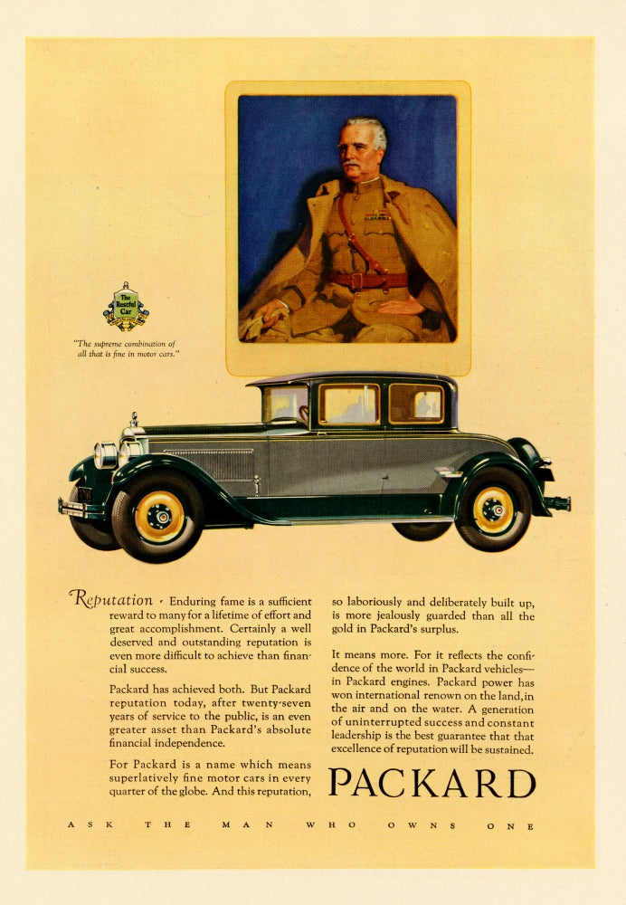 Packard automobile magazine advertisement poster print in vintage style.