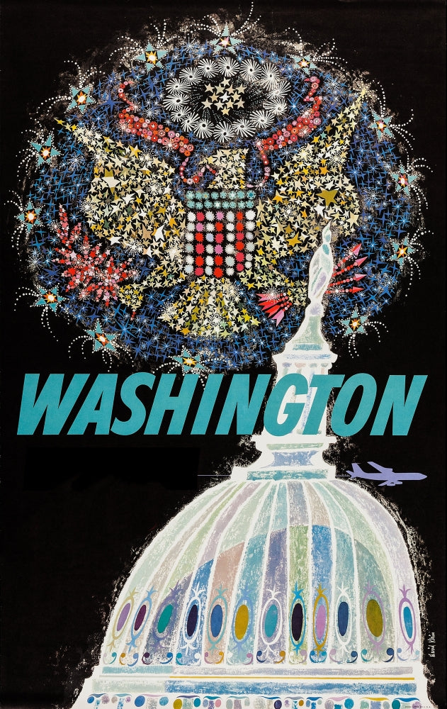 Eagle Over Capitol Building Poster Print by David Klein featuring vibrant colors and iconic imagery.