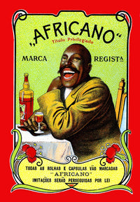 Africano Liqueur Poster Print featuring a man enjoying a drink