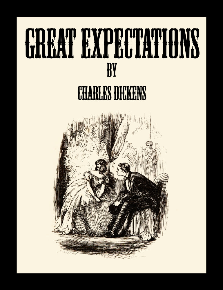 Engraved frontispiece from the 1862 edition of Great Expectations by Charles Dickens, poster print