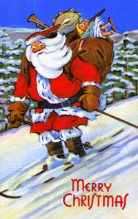 1940s Holiday Season Santa Skiing Poster Print by Curt Teich & Company