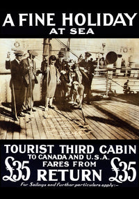 Playing Shuffleboard on Deck vintage travel poster print
