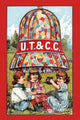Victorian trade card poster print of children having a tea party under a bell.