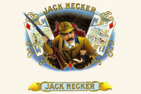 Jack Necker Bird Hunting Cigar Label Poster Print featuring a hunter with shotgun and playing cards.