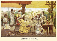 Christmas in India Poster Print by E.K. Johnson featuring an English family and Indian servants.