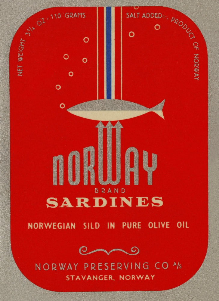 Vintage Norwegian sardines label poster print