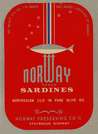 Vintage Norwegian sardines label poster print