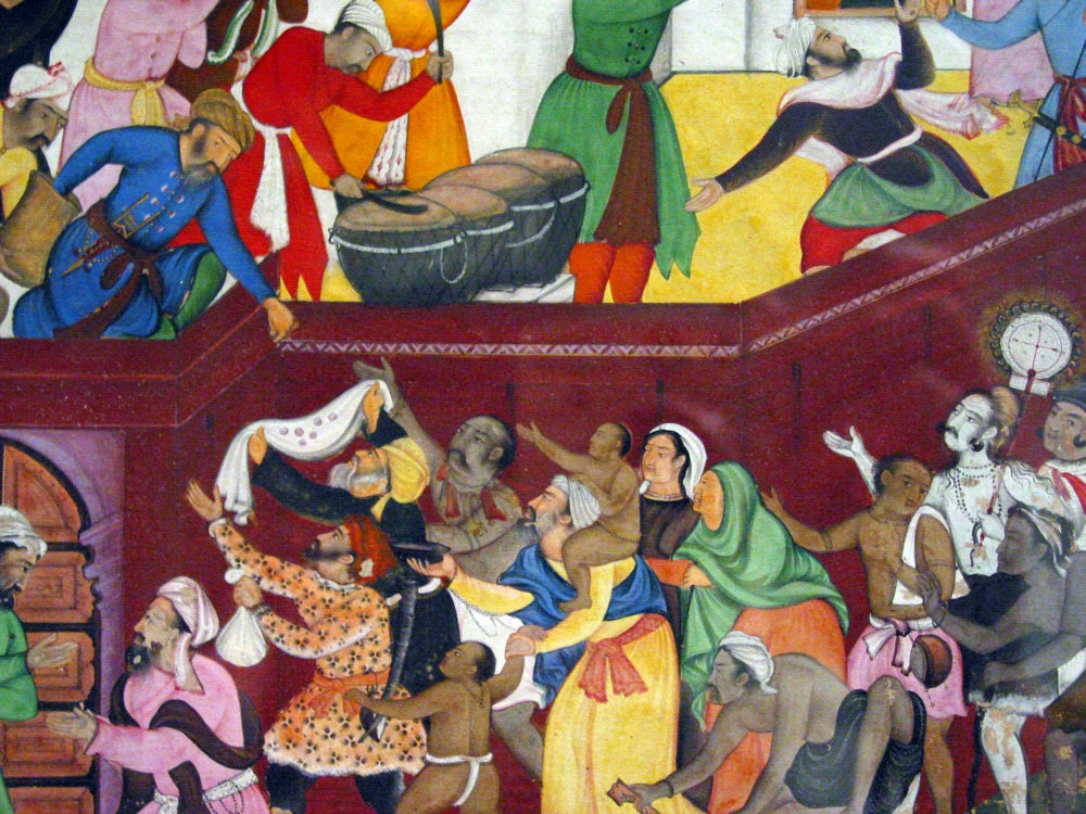 Indian Miniature Art Poster Print showcasing intricate details and vibrant colors.