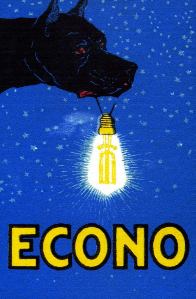 Econo Bulbs Advertising Poster Print showcasing vibrant design.