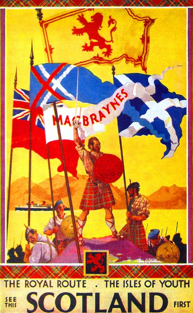 Scotland First Macbraynes Guide 1939 Edition Poster Print showcasing vintage travel art.