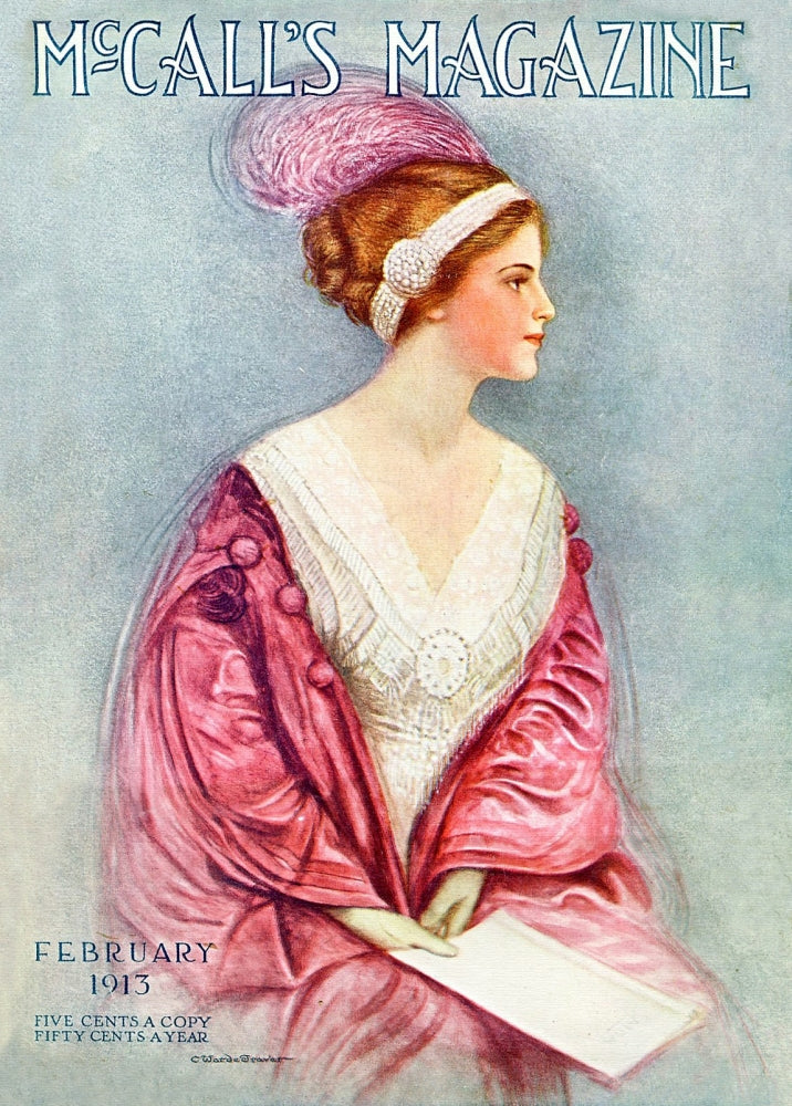 1914 McCall's Fashion Magazine poster print featuring a woman in gown