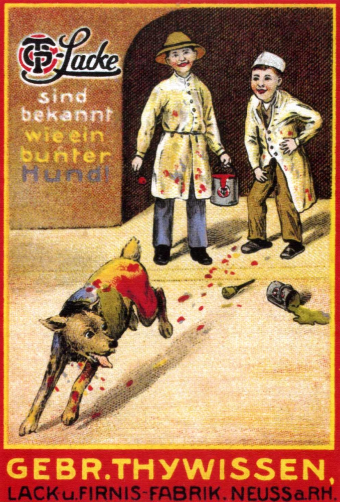 German Paint Factory multi-color dog poster print, vibrant artwork.