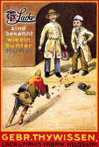 German Paint Factory multi-color dog poster print, vibrant artwork.