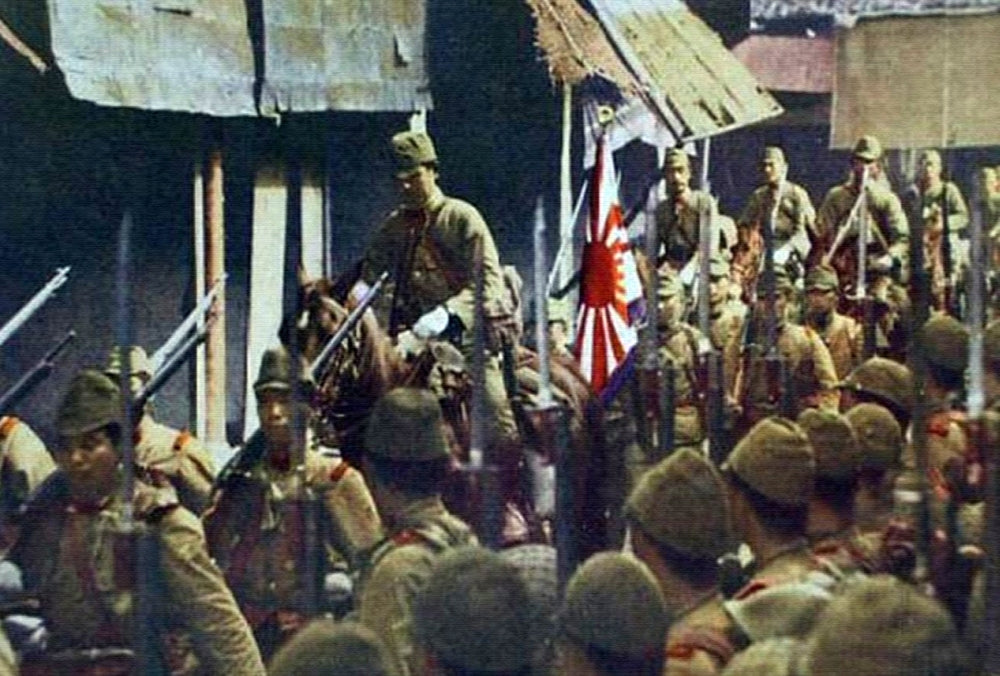 Japanese Marines Raise the Imperial Flag in China Poster Print