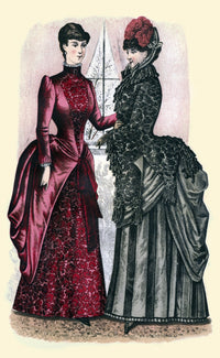 Godey's Lady's Book Winter 1884 Fashion Plate poster print featuring two women in gowns