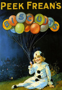 Young Girl in a Clown Costume Holding Balloons Poster Print