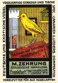 German Exotic Birds Yellow Bird Poster Print - vibrant yellow bird on trunk