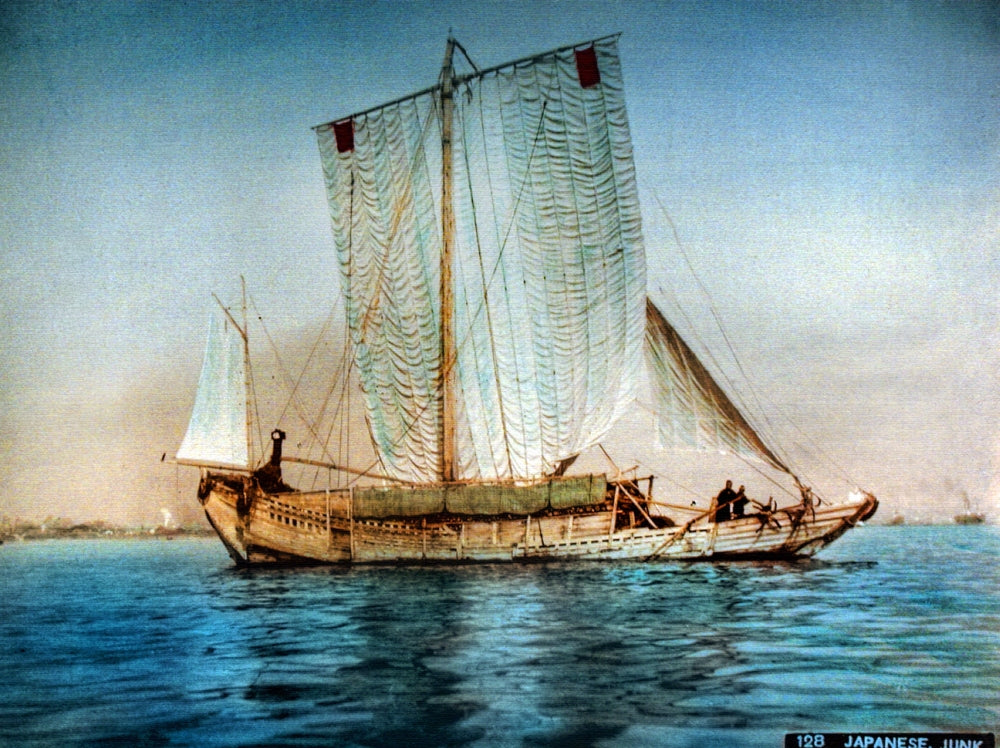 Japanese Sailing Junk Poster Print showcasing traditional boat design.