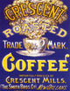 Crescent Coffee Label Poster Print featuring a brewed cup of coffee