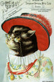 Kitten in a hat wearing eyeglasses poster print featuring a playful cat.