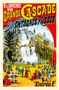 Russian Mountain Rollercoaster Poster Print showcasing vintage amusement park excitement.